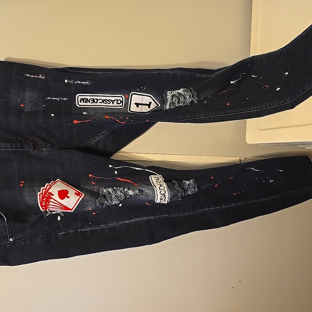 Men's Distressed Black Jeans